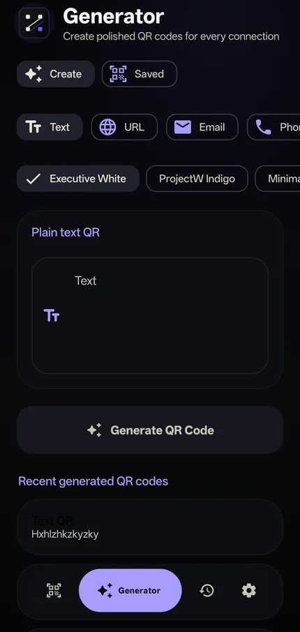 QRcraft dark mode screenshot 3