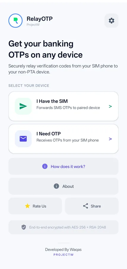RelayOTP light mode screenshot 2