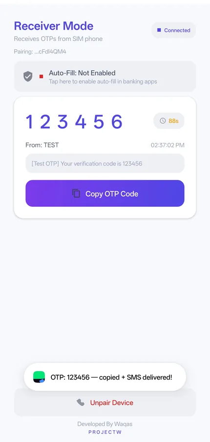 RelayOTP light mode screenshot 4
